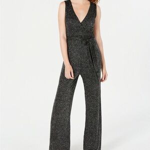 Elegant Crystal Doll Black Glitter sparkly metallic jumpsuit